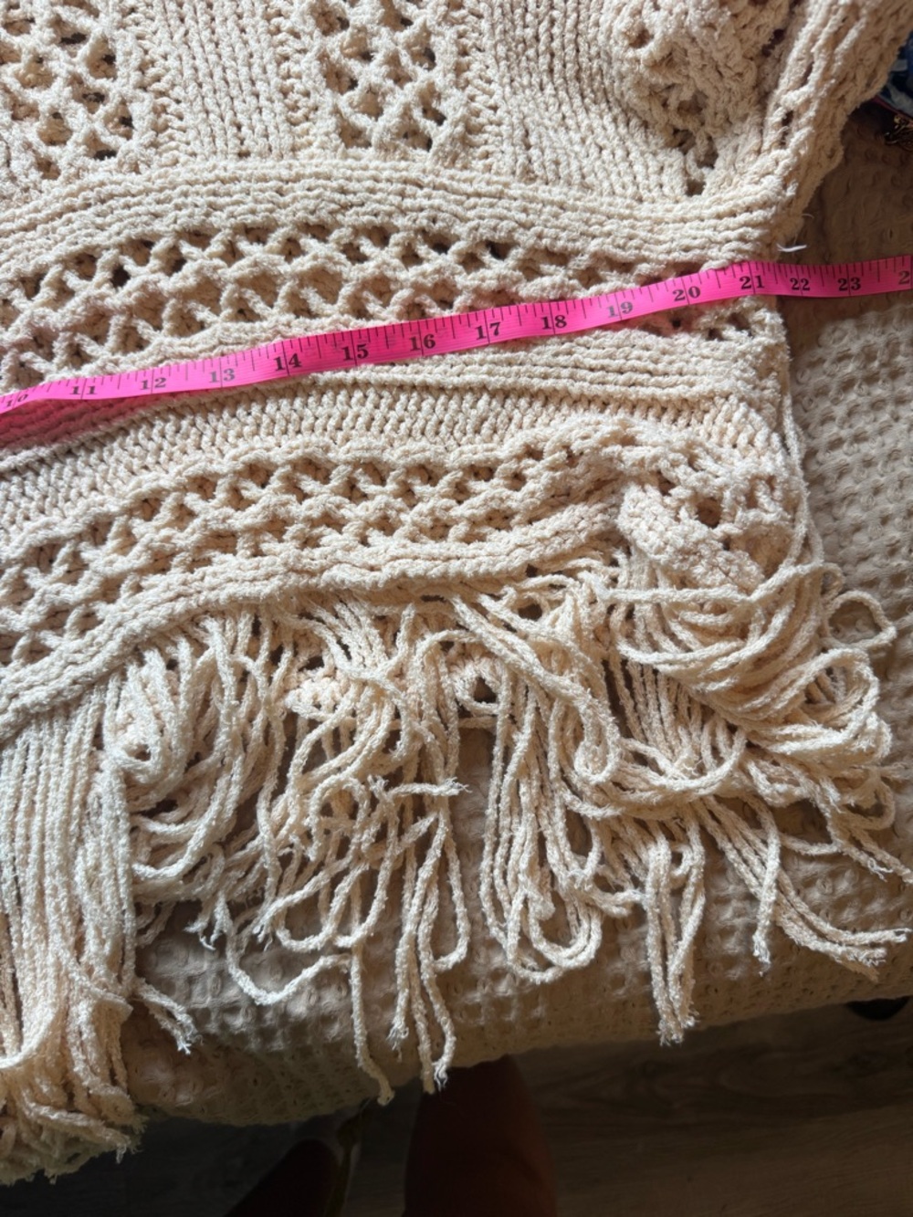 Free People Higher Love Crochet Fringe Sweater Boho Cream Open Knit Festival XS - Picture 6 of 9